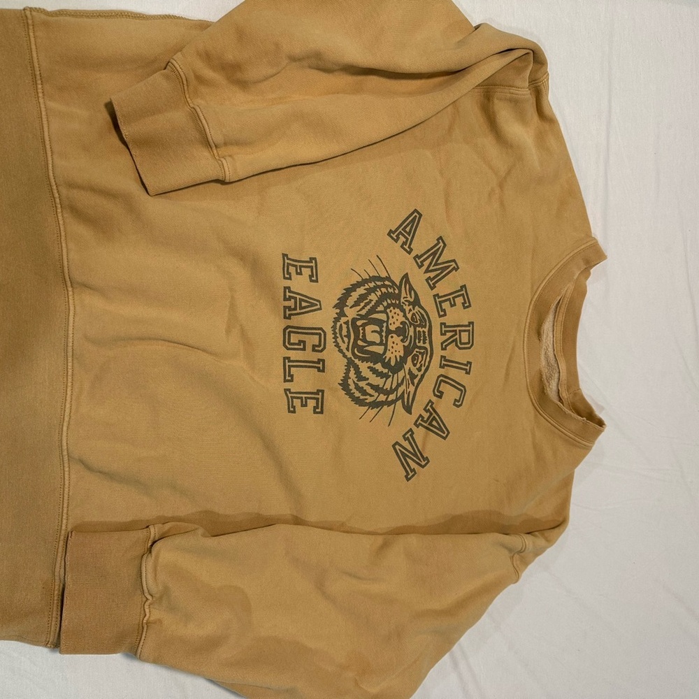 American Eagle Tan Sweatshirt with Tiger Graphic